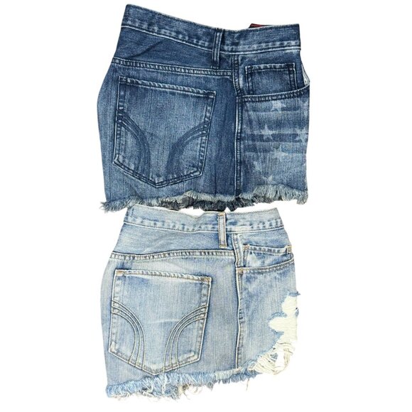 NEW HOLLISTER 2 Pairs Womens Sz 7 High Rise Denim Shorts Distressed Frayed Hem - Picture 5 of 9